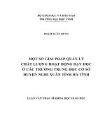 Một số giải pháp quản lý chất lượng hoạt động dạy học ở các trường trung học cơ sở huyện nghi xuân tỉnh hà tĩnh  luận vă