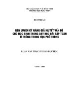 Rèn luyện kỹ năng giải quyết vấn đề cho học sinh trong dạy học bài tập toán ở trường trung học phổ thông