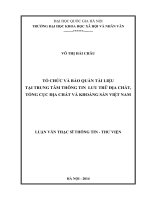 Tổ chức và bảo quản tài liệu tại trung tâm thông tin lưu trữ địa chất, tổng cục địa chất và khoáng sản việt nam