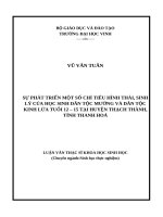 Sự phát triển một số chỉ tiêu hình thái, sinh lí của học sinh dân tộc mường và dân tộc kinh lứa tuổi 12   15 tại huyện thạch thành, tỉnh thanh hóa  luận văn thạc sĩ sinh học