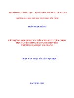 Xây dựng nội dung và tiêu chuẩn tuyển chọn đội tuyển bóng đá nam sinh viên trường đại học an giang 