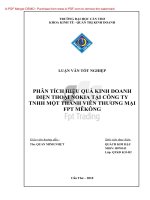 Phân tích hiệu quả kinh doanh điện thoại nokia tại công ty TNHH một thành viên thương mại FPT mêkông