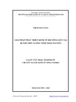 Giải pháp phát triển kinh tế hộ nông dân tại huyện phú lương tỉnh thái nguyên 