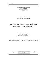 Phương pháp tổ chức giờ dạy học ngữ văn hiệu quả