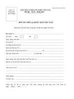 Đơn xin trở lại quốc tịch Việt Nam