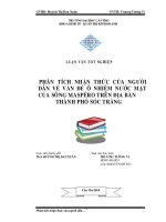 Phân tích nhận thức của người dân về vấn đề ô nhiễm nước mặt của sông maspéro trên địa bàn thành phố sóc trăng