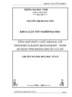 Tổng hợp phức chất niken(II) với thiosemicacbazon benzandehit   thăm dò hoạt tính kháng khuẩn của nó