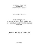 Biện pháp quản lý công tác kiểm tra, đánh giá kết quả học tập của sinh viên trường đại học đồng nai 