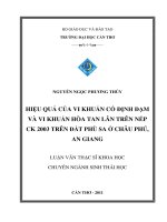 Hiệu quả của vi khuẩn cố định đạm và vi khuẩn hòa tan lân trên nếp CK 2003 trên đất phù sa ở châu phú, an giang 