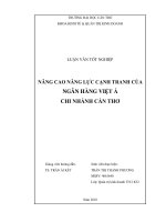 Nâng cao năng lực cạnh tranh của ngân hàng việt á – chi nhánh cần thơ