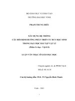 Xây dựng hệ thống câu hỏi định hướng phát triển tư duy học sinh trong dạy học bài tập vật lí (phần cơ học   vật lí 8)  l