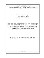 Đổi mới hoạt động thông tin   thư viện đáp ứng yêu cầu đào tạo theo tín chỉ tại trường đại học hải dương