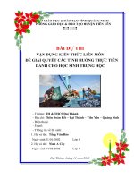 Bài thi liên môn học sinh: MỘT SỐ BIỆN PHÁP HẠN CHẾ  SỰ ĐỘC HẠI  CỦA VIỆC SỬ DỤNG  CHẤT BẢO QUẢN TƯƠI HẢI SẢN BIỂN SAU ĐÁNH BẮT