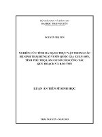 Nghiên cứu tính đa dạng thực vật trong các hệ sinh thái rừng ở Vườn Quốc gia Xuân Sơn, tỉnh Phú Thọ làm cơ sở cho công tác quy hoạch và bảo tồn