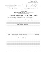 Danh mục biểu mẫu quyết định Tổng cục thi hành án dân sự