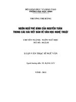 Ngôn ngữ phê bình của nguyễn tuân trong các bài viết bàn về văn học nghệ thuật  luận văn thạc sỹ ngữ văn