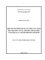 Một số giải pháp quản lý công tác giáo dục đạo đức ở các trường trung học cơ sở quận 12, thành phố hồ chí minh