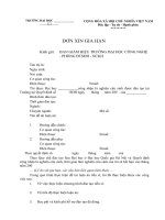 Đơn xin gia hạn thực hiện đề tài luận án tiến sĩ