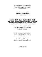 Khảo sát quy trình chế tạo và ứng dụng chấm lượng tử sdse trong pin mặt trời thế hệ mới  luận văn thạc sỹ vật lý