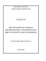 Phân tích, đánh giá cảnh quan đảo phú quốc phục vụ mục đích sử dụng hợp lí tài nguyên và bảo vệ môi trường 