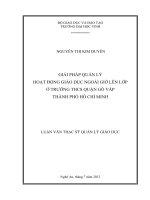 Giải pháp quản lý hoạt động giáo dục ngoài giờ lên lớp ở trường THCS quận gò vấp thành phố hồ chí minh