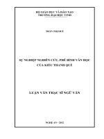Sự nghiệp nghiên cứu, phê bình văn học của kiều thanh quế  luận văn thạc sĩ ngữ văn