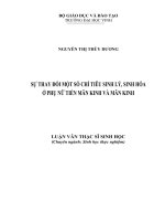 Sự thay đổi một số chỉ tiêu sinh lý, sinh hóa ở phụ nữ tiền mãn kinh và mãn kinh  luận văn thạc sĩ sinh học