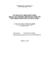 Xây dựng quy trình nhân giống khoai lang tím nhật (beniazuma) nhập nội bằng phương pháp nuôi cấy mô in vitro  luận văn t