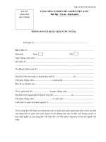 Mẫu thông báo có quốc tịch nước ngoài