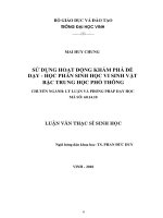 Sử dụng hoạt động khám phá để dạy   học phần sinh học vi sinh vật bậc trung học phổ thông