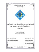 Khảo sát các yếu tố ảnh hưởng đến quá trình este hoá dầu ăn đã qua sử dụng