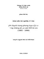 Yên thành trong phong trào cần vương chống pháp cuối thế kỷ XIX (1885   1896)