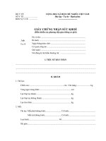 Mẫu giấy chứng nhận sức khỏe