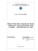 Phân tích thực trạng sử dụng nguồn nhân lực của ngân hàng ACB và BIDV tại tp  cần thơ