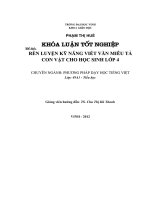 Rèn luyện kỹ năng viết văn miêu tả con vật cho học sinh lớp 4