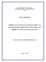 Nghiên cứu, đánh giá cảnh quan phục vụ mục đích phát triển bền vững nông, lâm nghiệp và thủy sản tỉnh an giang 
