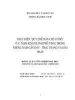 Thực hiện  qui chế dân chủ cơ sở  ở xã nghi kim (thành phố vinh) trong những năm gần đây   thực trạng và giải pháp