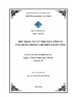 Thu nhận, xử lý thịt đầu tôm và ứng dụng trong chế biến paste tôm