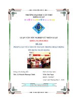 Pháp luật về cầm cố tài sản trong hoạt động tín dụng ngân hàng