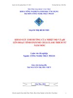 Khảo sát ảnh hưởng của nhiệt độ và ph đến hoạt tính enzyme cellulase trích từ nấm mốc