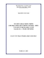 Tổ chức hoạt động nhóm cho học sinh lớp 9 trong giở đọc   hiểu văn bản ở trung học cơ sở tại quận 2   TP  hồ chí minh 