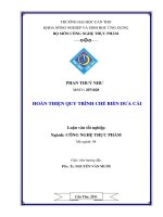 Hoàn thiện quy trình chế biến dưa cải