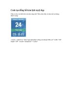 LỊCH ĐỒNG HỒ ĐẸP