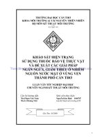 Khảo sát thực trạng thuốc bảo vệ thực vật và đề xuất các giải pháp ngăn ngừa, giảm thiểu ô nhiễm nguồn nước mặt ở vùng v