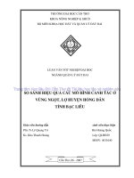 So sánh hiệu quả các mô hình canh tác ở vùng ngọt, lợ huyện hồng dân tỉnh bạc liệu