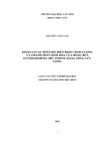 Khảo sát sự phân bố,biến động sinh lượng và thành phần hóa học của rong bún (enteromorpha spp ) ở ĐBSCL