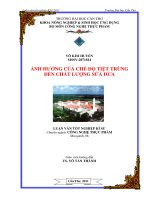 Ảnh hưởng của chế độ tiệt trùng đến chất lượng sữa dừa