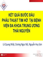 Kết quả bước đầu phẫu thuật tim hở tại BVĐK TW thái nguyên