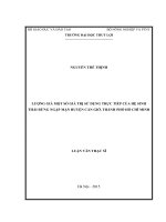 Lượng giá một số giá trị sử dụng trực tiếp của hệ sinh thái rừng ngập mặn huyện cần giờ, thành phố hồ chí minh 