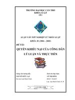 Quyền khiếu nại của công dân lý luận và thực tiễn